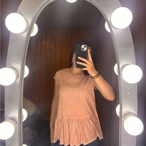 Elegant Short Sleeve Peplum Top - Blush